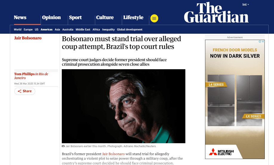 Julgamento de Bolsonaro por tentativa de golpe ganha destaque internacional