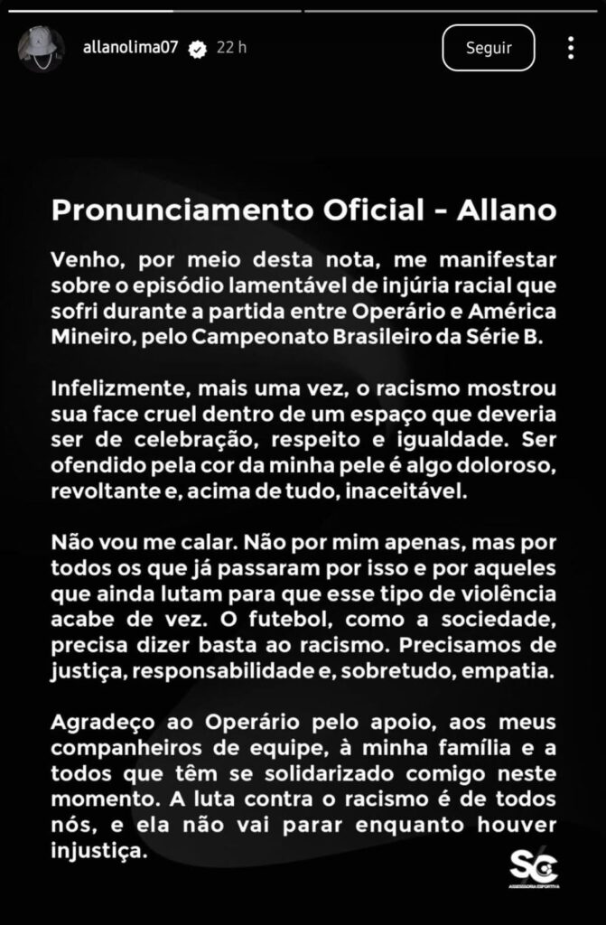Jogador do América-MG é preso em flagrante após ser acusado injúria racial