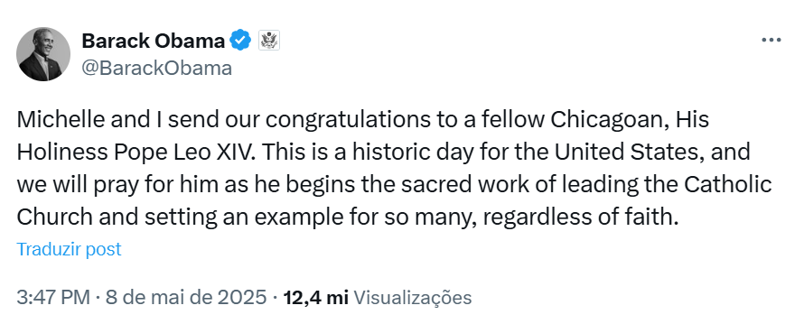 Lula deseja a Leão 14 continuidade do legado de Francisco e Trump diz que papa estadunidense é ‘honra para o país’; veja mais reações Lula deseja a Leão 14 continuidade do legado de Francisco e Trump diz que papa estadunidense é ‘honra para o país’; veja mais reações