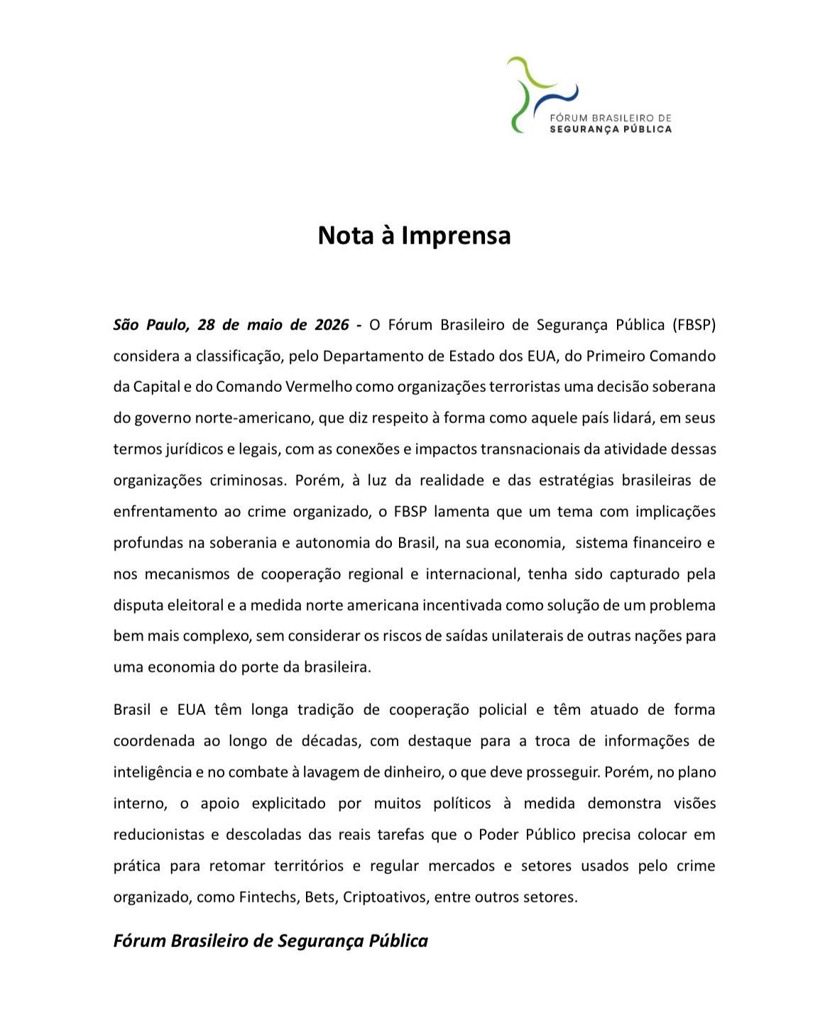 Os riscos da classificação do PCC e do CV como organizações terroristas pelos EUA 3 os-riscos-da-classificacao-do-pcc-e-do-cv-como-organizacoes-terroristas-pelos-eua-nota-do-fbsp-sobre-decisao-de-trump-de-enquadrar-o-crime-organizado-nacional-como-organizacoes-terroristas-reproducao-tvt-news