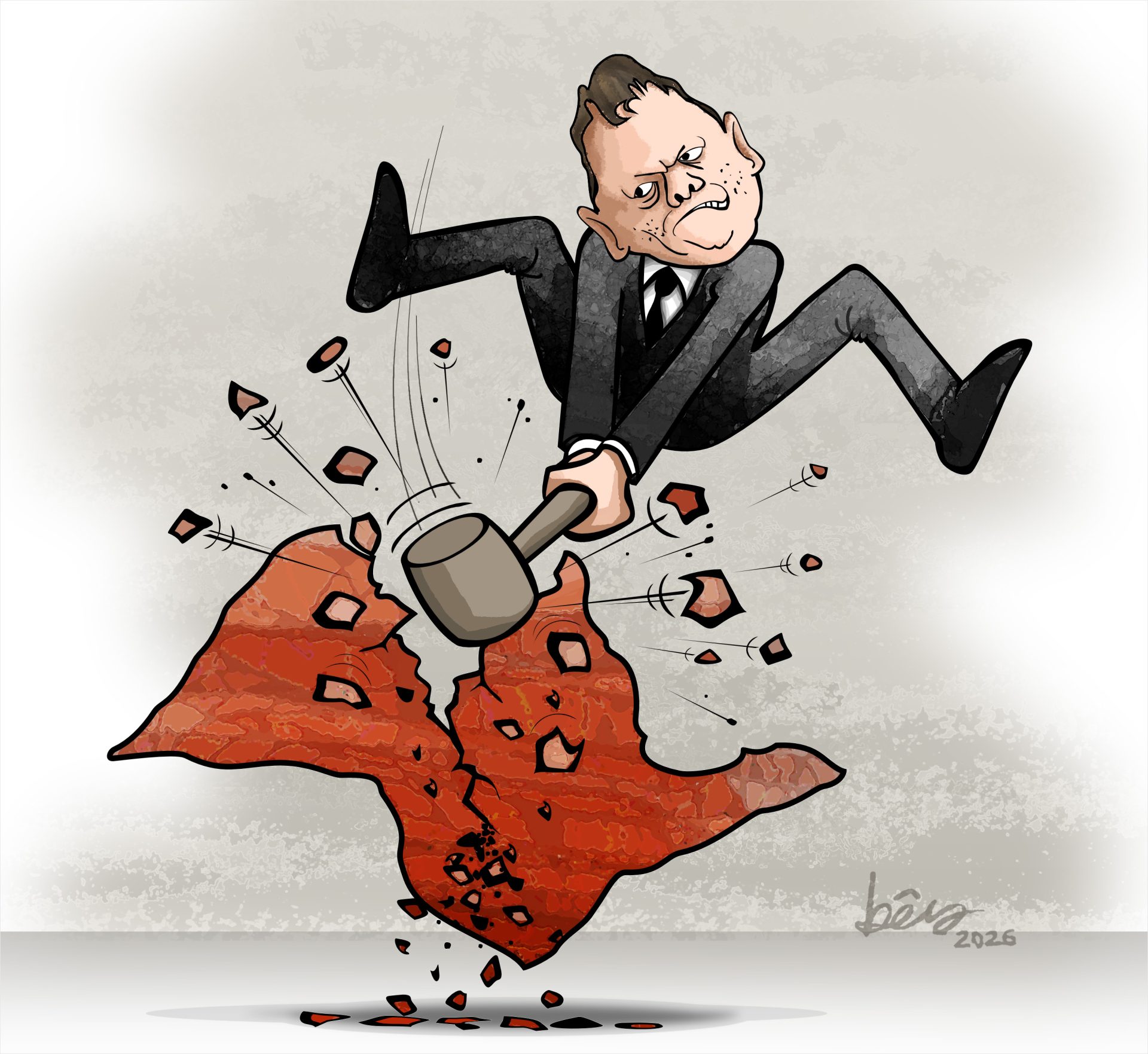 Sob Tarcísio de Freitas, São Paulo vive tarifas mais caras, falta d’água, despejos e repressão policial. Charge: Bêra