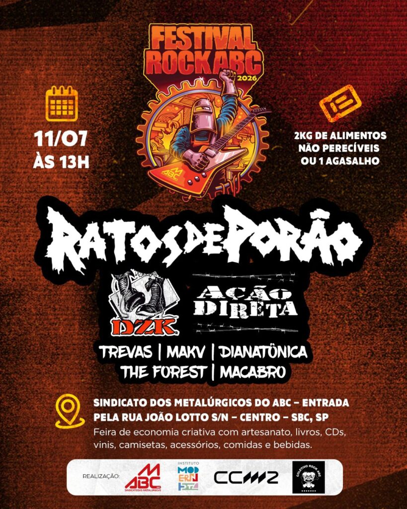 Ratos de Porão é atração principal do Festival Rock ABC 2026
