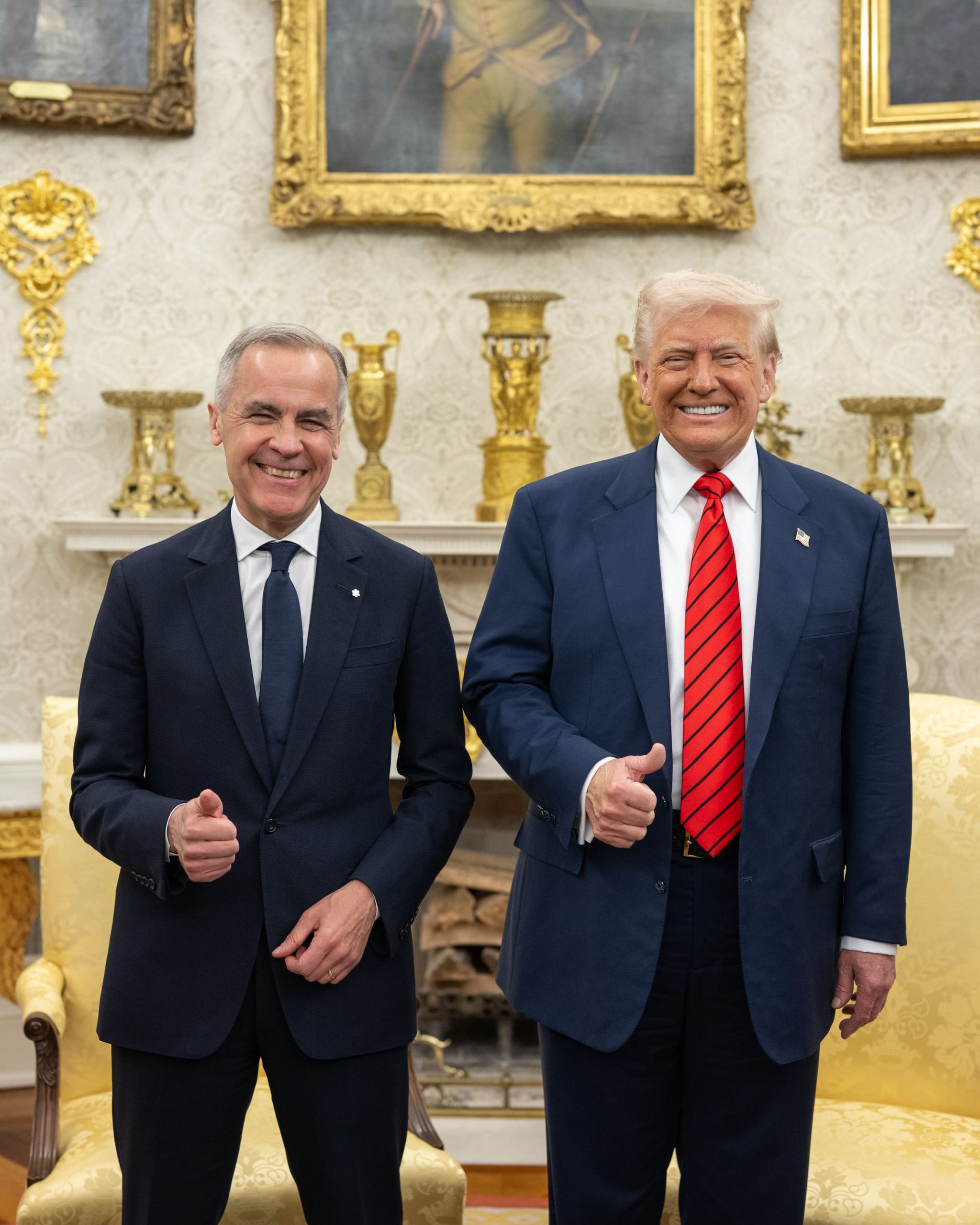 Presidente dos Estados Unidos, Donald Trump e Primeiro-ministro do Canadá, Mark Carney 