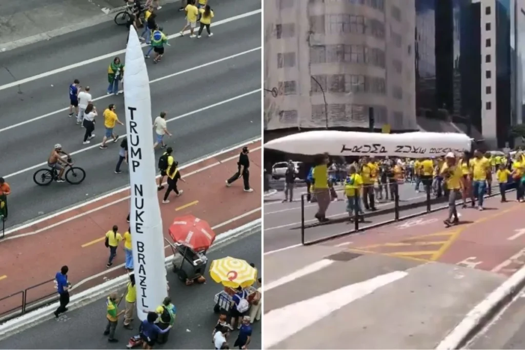 Na Paulista, bolsonaristas pedem que Trump ataque o Brasil com arma nuclear